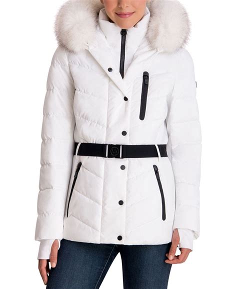 michael kors faux fur trim hooded coat|macy's michael kors puffer coat.